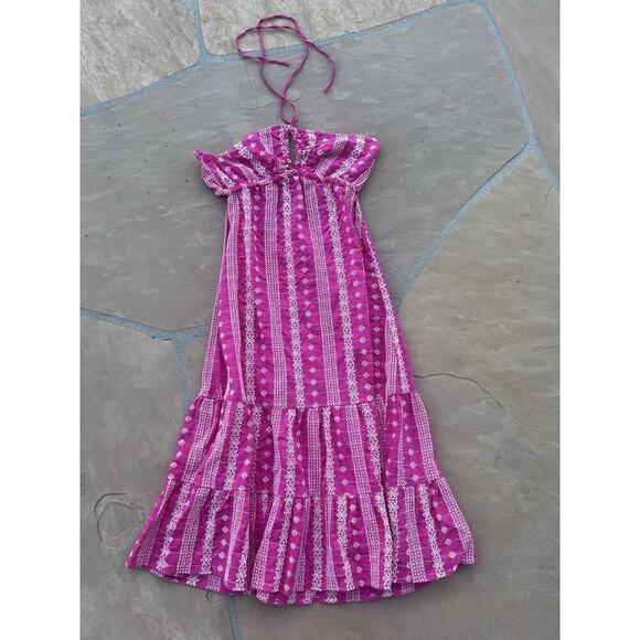 Zara SS22 Open Work Embroidered Halter Midi Dress Fuchsia Pink 3583/931 L - Picture 1 of 6